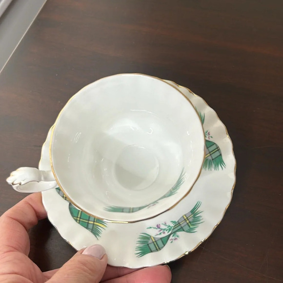 Royal Albert Teacup Saucer Cape Breton Canada Green Tartan Bone China - Picture 4 of 10